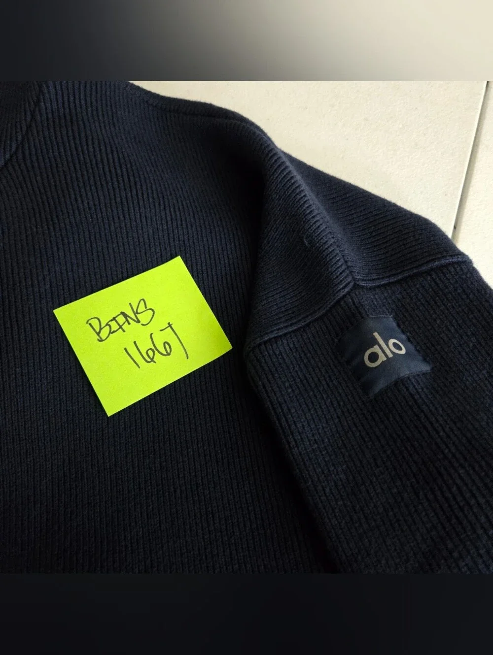 Alo Yoga Scholar Hooded Sweater Women’s Large Navy Blue Heavyweight Knit Relaxed
